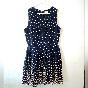 Maison Jules Navy and White Polka Dot Dress